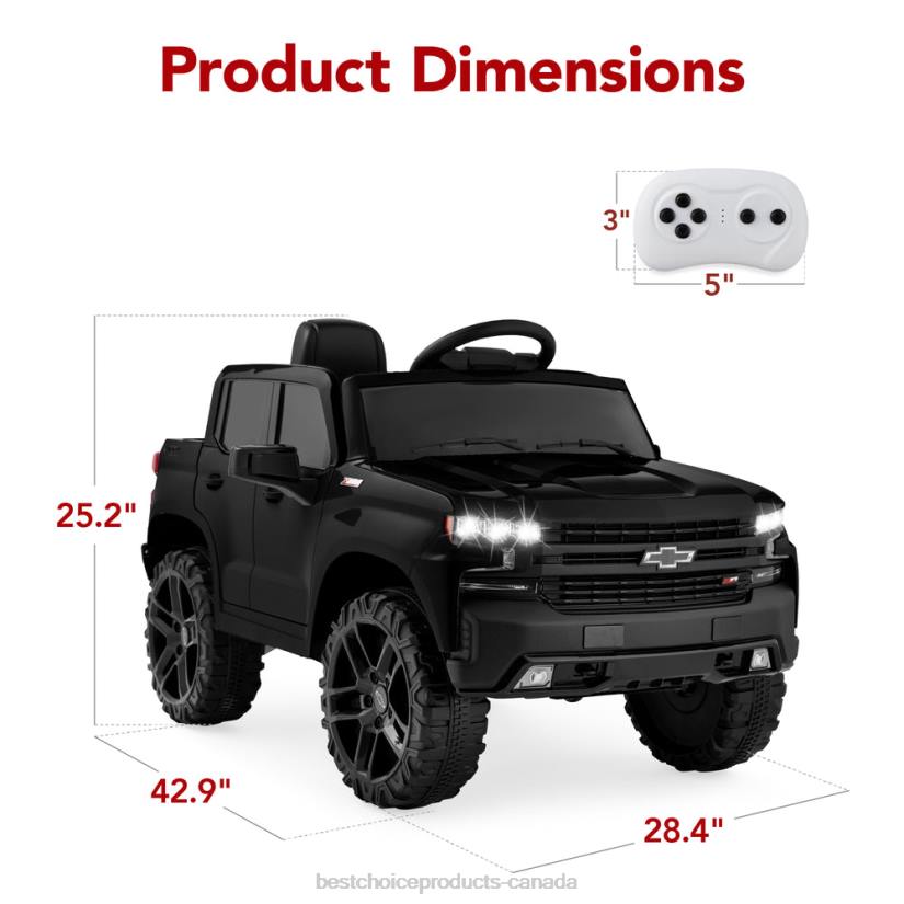 4LT2565 Black Best Choice Products 12V Licensed Chevrolet Silverado Ride On Truck w/ Parent Remote Control
