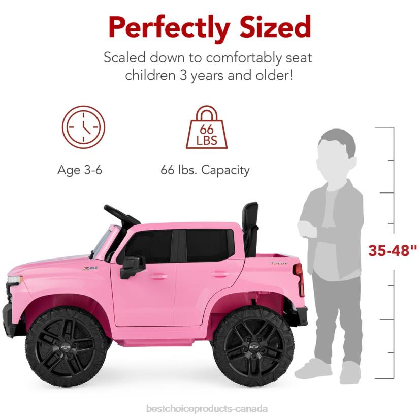 4LT2567 Pink Best Choice Products 12V Licensed Chevrolet Silverado Ride On Truck w/ Parent Remote Control