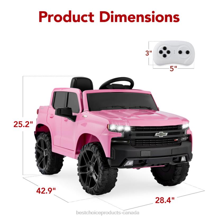 4LT2567 Pink Best Choice Products 12V Licensed Chevrolet Silverado Ride On Truck w/ Parent Remote Control