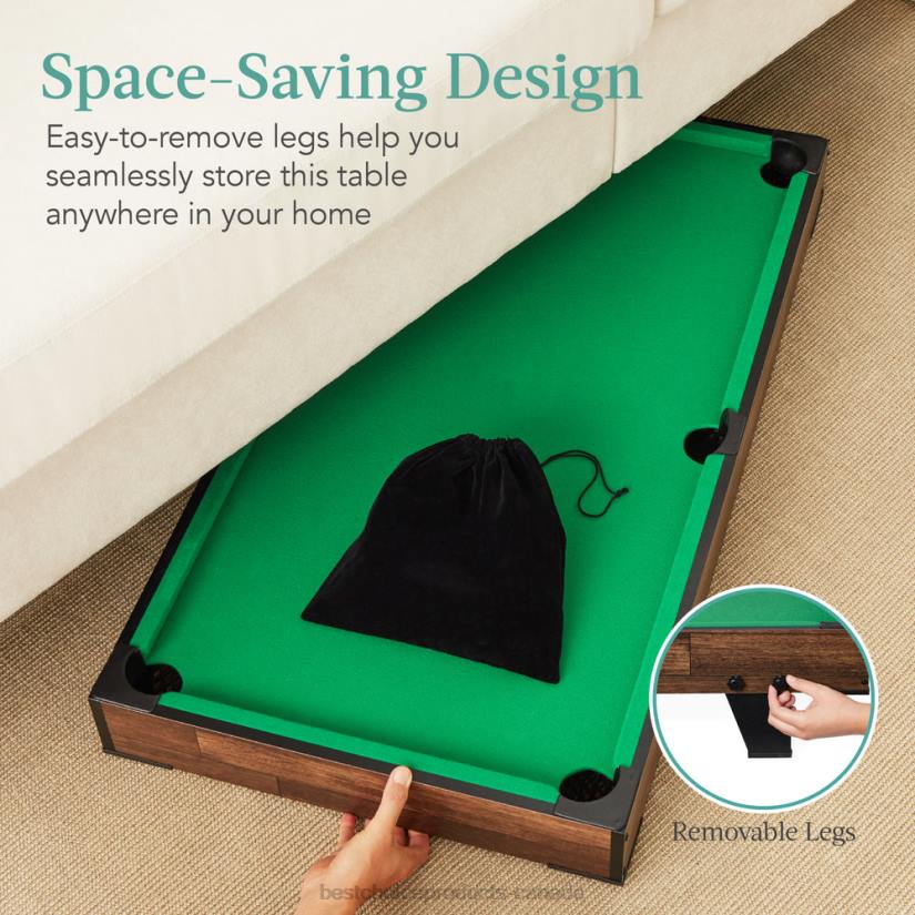 4LT21003 Dark Wood Best Choice Products Tabletop Billiard Set, Pool Arcade Game Table w/ 2 Cues, Storage Bag