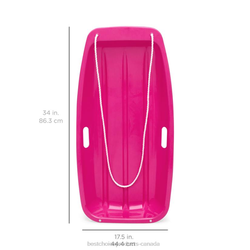 4LT21006 Pink Best Choice Products Kids Outdoor Plastic Toboggan Snow Sled Board w/ Pull Rope, Handles