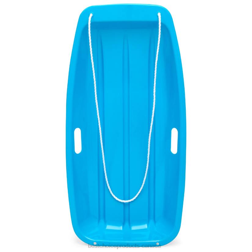 4LT21008 Blue Best Choice Products Kids Outdoor Plastic Toboggan Snow Sled Board w/ Pull Rope, Handles