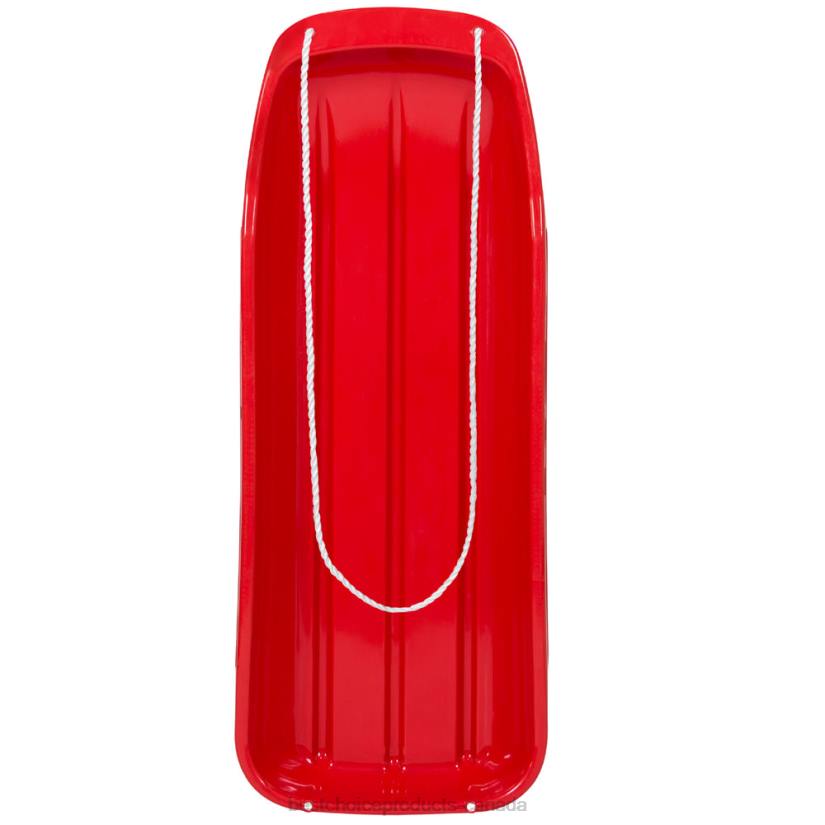 4LT21022 Red Best Choice Products 48in Kids Toboggan Snow Sled Board w/ Pull Rope, Curved Edges