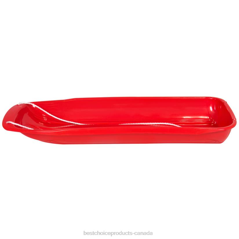 4LT21022 Red Best Choice Products 48in Kids Toboggan Snow Sled Board w/ Pull Rope, Curved Edges