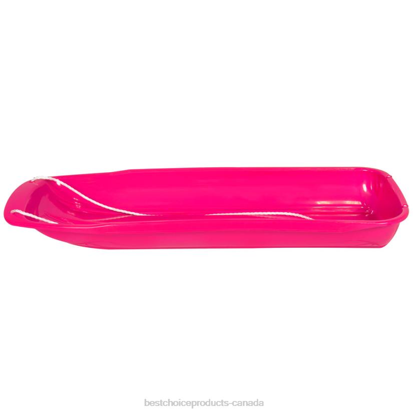 4LT21024 Pink Best Choice Products 48in Kids Toboggan Snow Sled Board w/ Pull Rope, Curved Edges