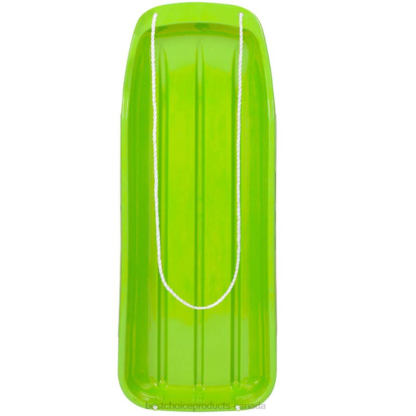 4LT21025 Light Green Best Choice Products 48in Kids Toboggan Snow Sled Board w/ Pull Rope, Curved Edges