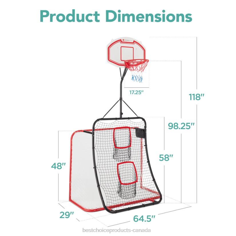 4LT21028 Multicolor Best Choice Products 5-in-1 Double-Sided Outdoor Athletic Sports Center w/ Metal Frame