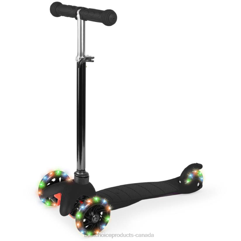4LT2306 Black Best Choice Products Kids Mini Kick Scooter Toy w/ Colorful Light-Up Wheels, Adjustable T-Bar