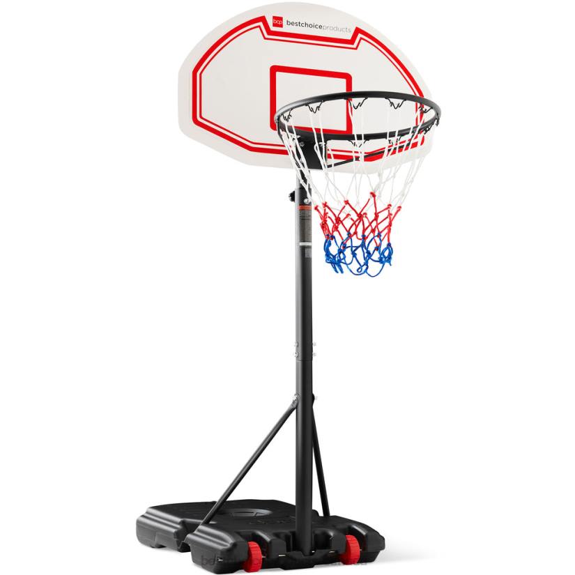4LT2319 White Backboard Best Choice Products Kids Height-Adjustable Basketball Hoop, Portable Backboard System w/ Wheels