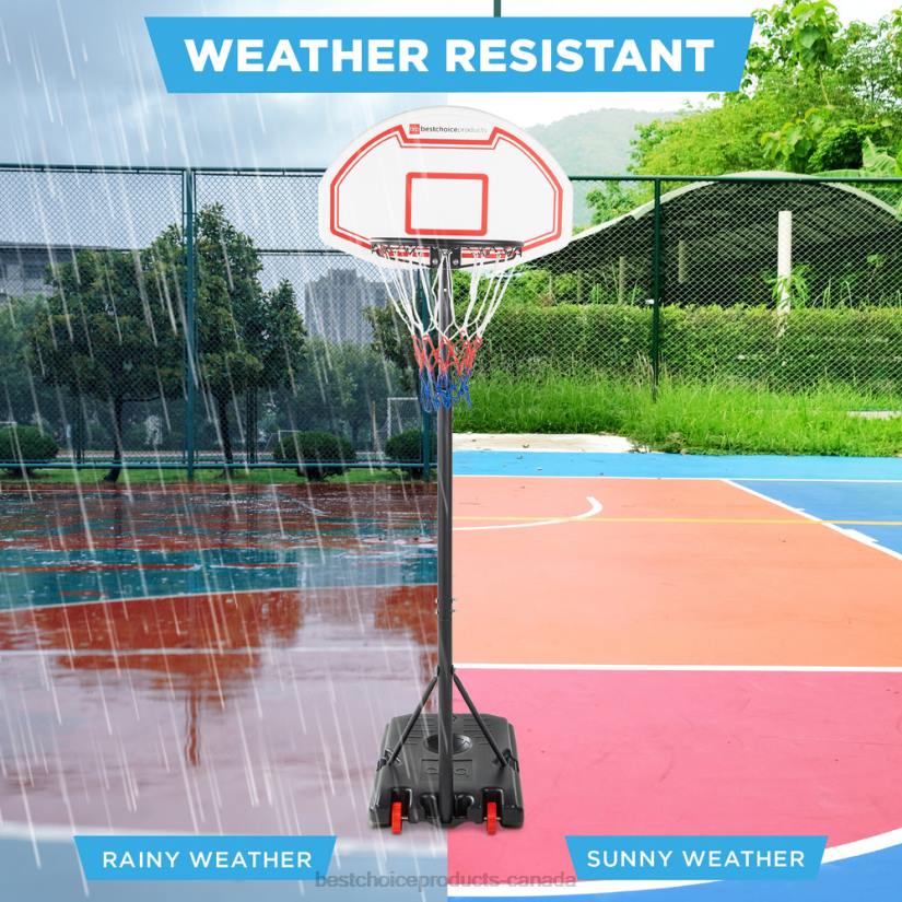 4LT2319 White Backboard Best Choice Products Kids Height-Adjustable Basketball Hoop, Portable Backboard System w/ Wheels