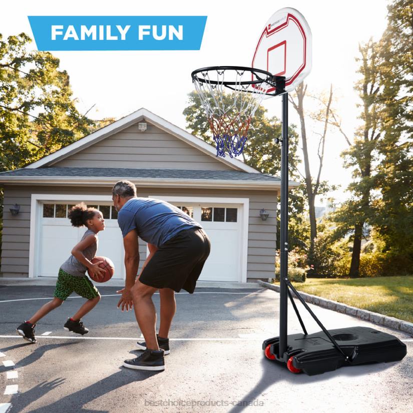 4LT2319 White Backboard Best Choice Products Kids Height-Adjustable Basketball Hoop, Portable Backboard System w/ Wheels