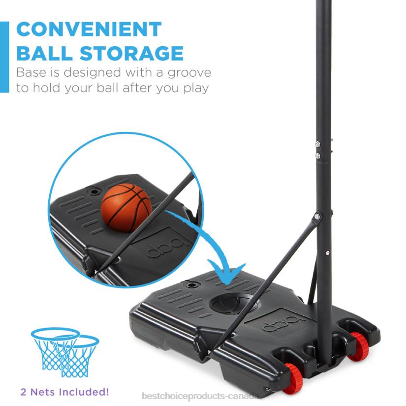 4LT2319 White Backboard Best Choice Products Kids Height-Adjustable Basketball Hoop, Portable Backboard System w/ Wheels