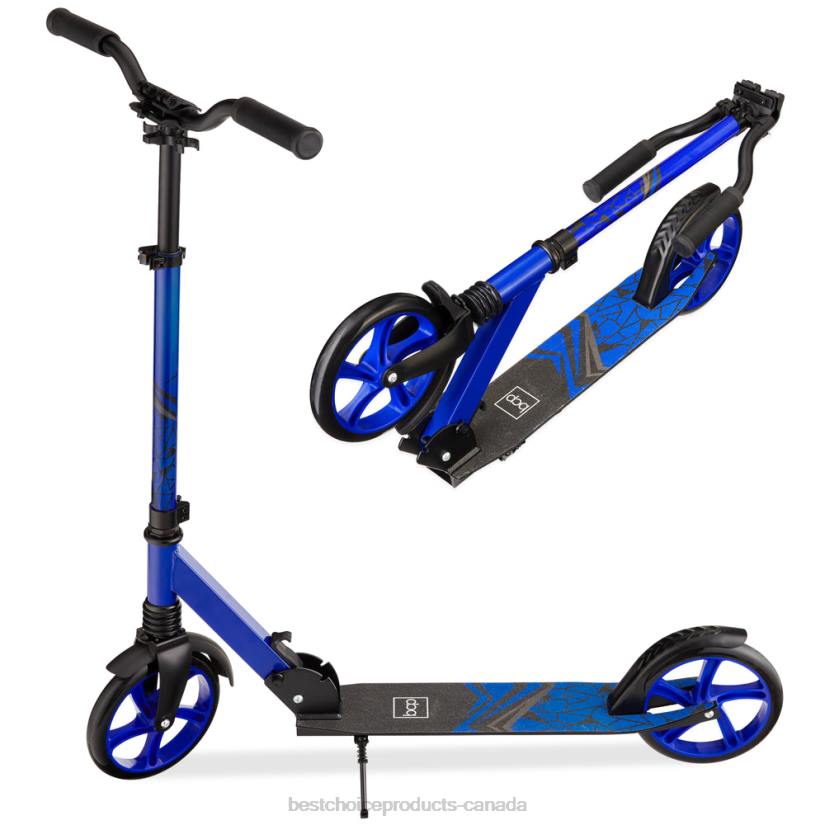 4LT2477 Blue Best Choice Products Kids Height Adjustable Kick Scooter w/ Carrying Strap, Non-Slip Deck