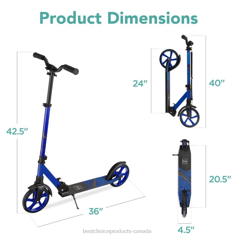 4LT2477 Blue Best Choice Products Kids Height Adjustable Kick Scooter w/ Carrying Strap, Non-Slip Deck