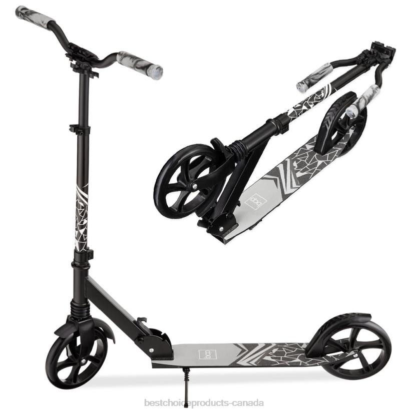 4LT2478 Black Best Choice Products Kids Height Adjustable Kick Scooter w/ Carrying Strap, Non-Slip Deck