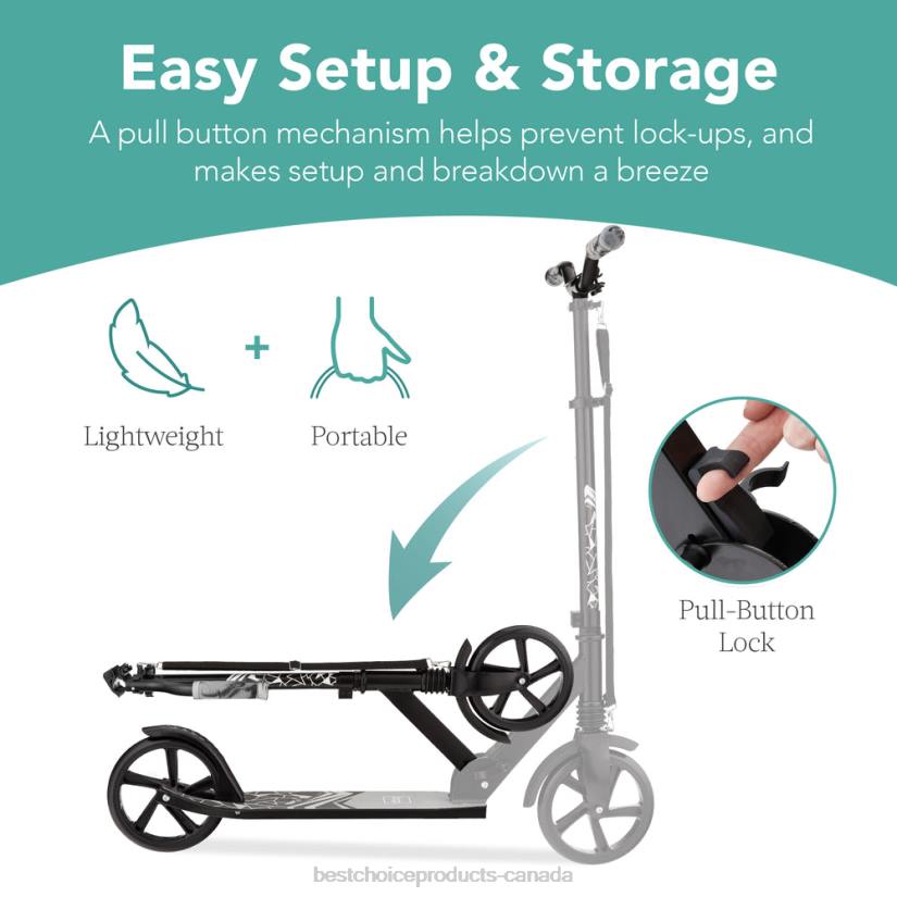 4LT2478 Black Best Choice Products Kids Height Adjustable Kick Scooter w/ Carrying Strap, Non-Slip Deck