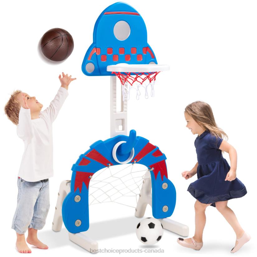 4LT2479 Blue with Ring Toss Best Choice Products 3-in-1 Toddler Basketball Hoop Sports Activity Center Play Set