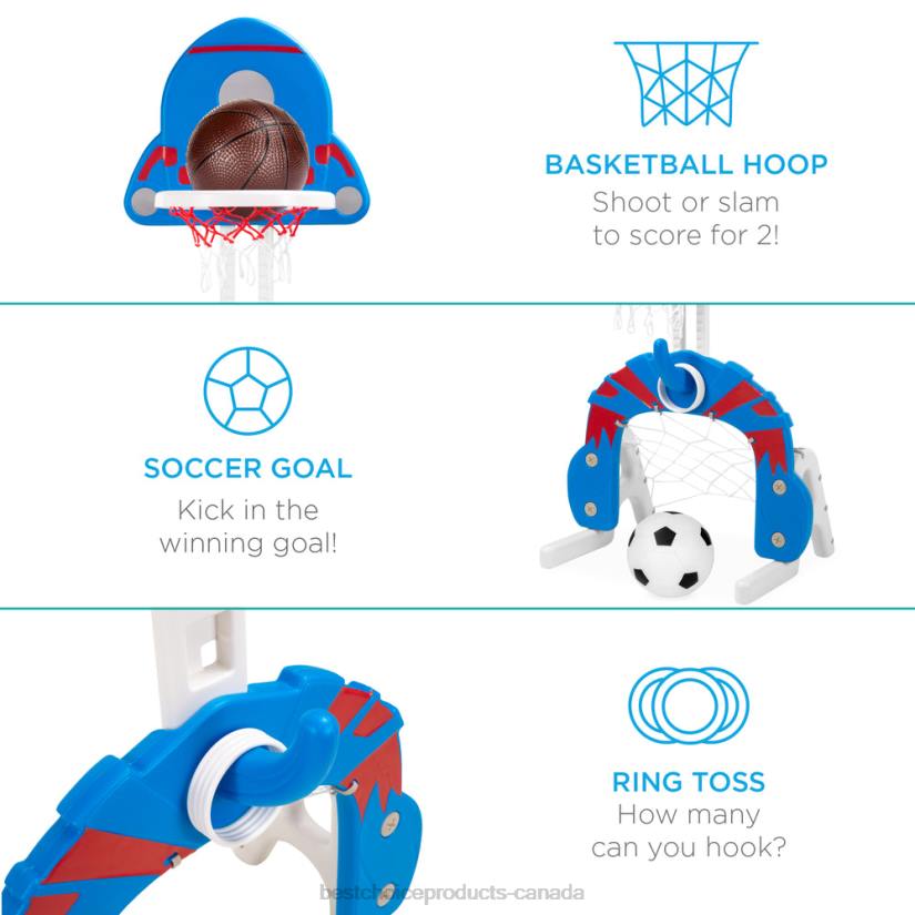 4LT2479 Blue with Ring Toss Best Choice Products 3-in-1 Toddler Basketball Hoop Sports Activity Center Play Set