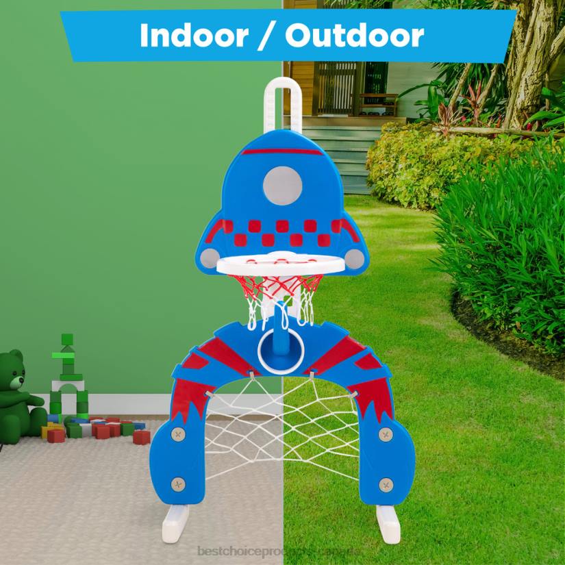 4LT2479 Blue with Ring Toss Best Choice Products 3-in-1 Toddler Basketball Hoop Sports Activity Center Play Set