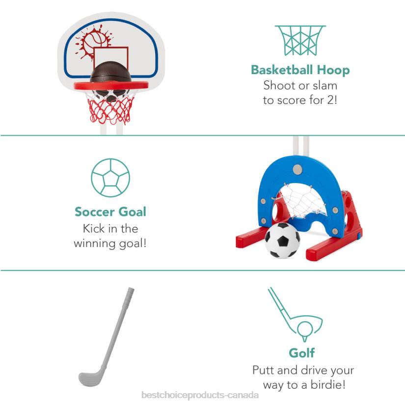 4LT2480 White with Golf Best Choice Products 3-in-1 Toddler Basketball Hoop Sports Activity Center Play Set