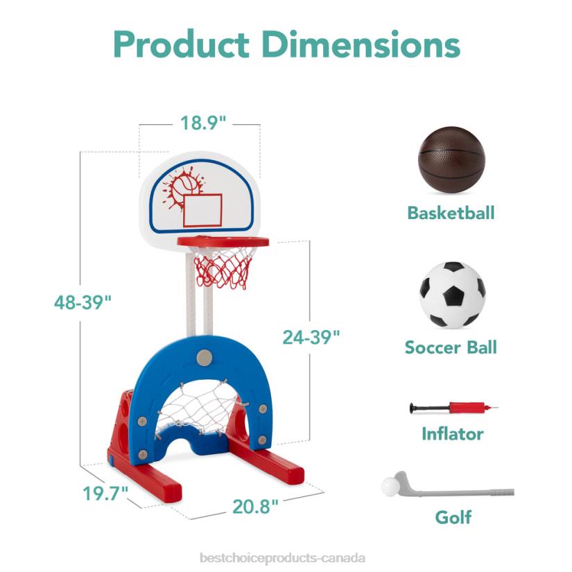 4LT2480 White with Golf Best Choice Products 3-in-1 Toddler Basketball Hoop Sports Activity Center Play Set