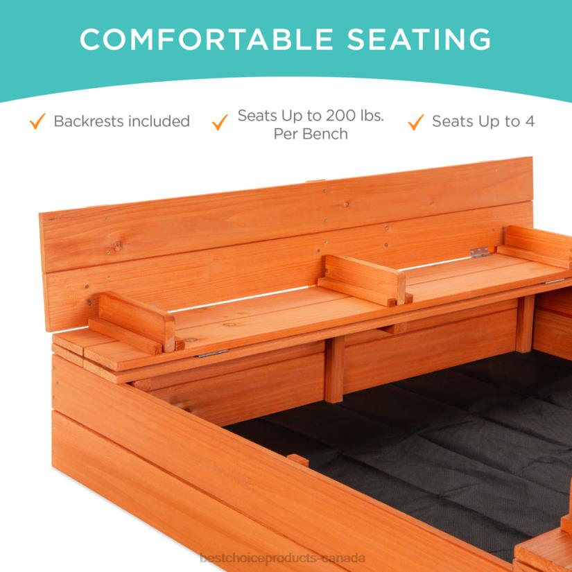 4LT2516 Brown Best Choice Products Kids Cedar Sandbox w/ Sand Screen, 2 Benches
