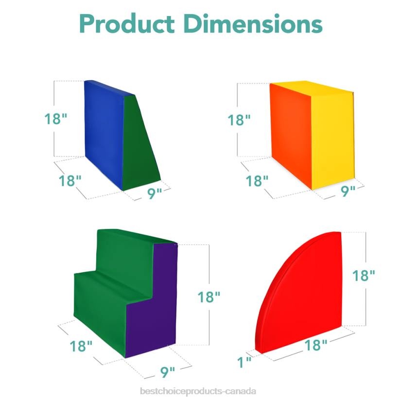 4LT2568 Multicolored Best Choice Products 4-Piece Kids Climb & Crawl Soft Foam Shapes Structure Playset