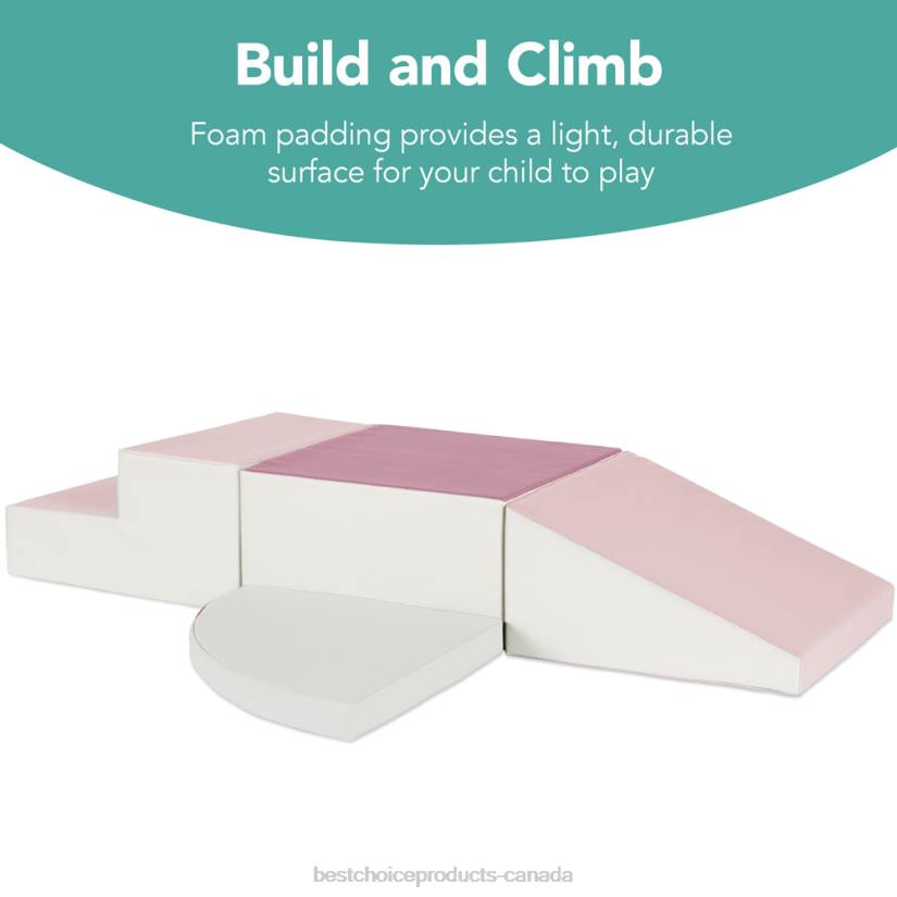 4LT2569 Pink Best Choice Products 4-Piece Kids Climb & Crawl Soft Foam Shapes Structure Playset
