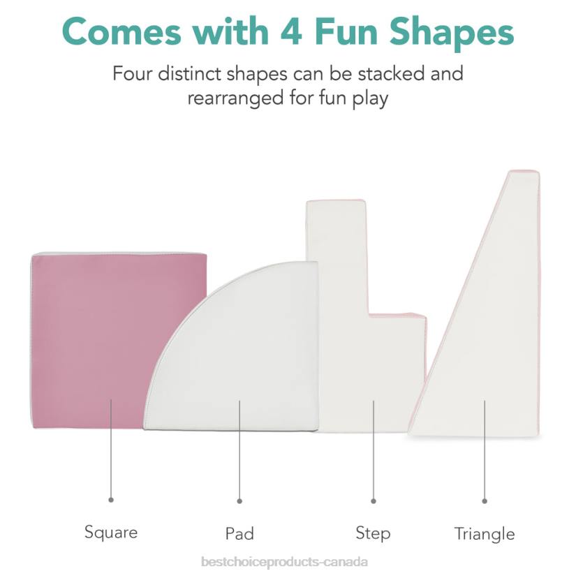 4LT2569 Pink Best Choice Products 4-Piece Kids Climb & Crawl Soft Foam Shapes Structure Playset
