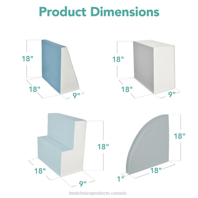 4LT2570 Blue Best Choice Products 4-Piece Kids Climb & Crawl Soft Foam Shapes Structure Playset