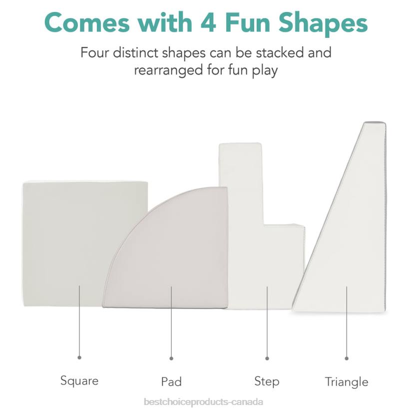 4LT2571 Neutral Best Choice Products 4-Piece Kids Climb & Crawl Soft Foam Shapes Structure Playset