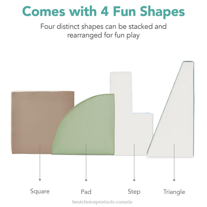 4LT2572 Earth Tone Best Choice Products 4-Piece Kids Climb & Crawl Soft Foam Shapes Structure Playset