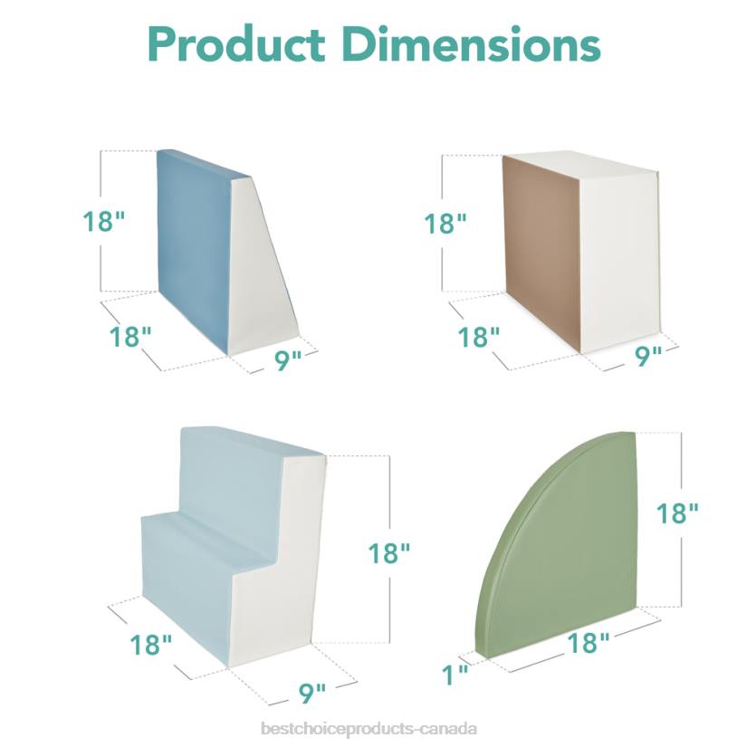 4LT2572 Earth Tone Best Choice Products 4-Piece Kids Climb & Crawl Soft Foam Shapes Structure Playset