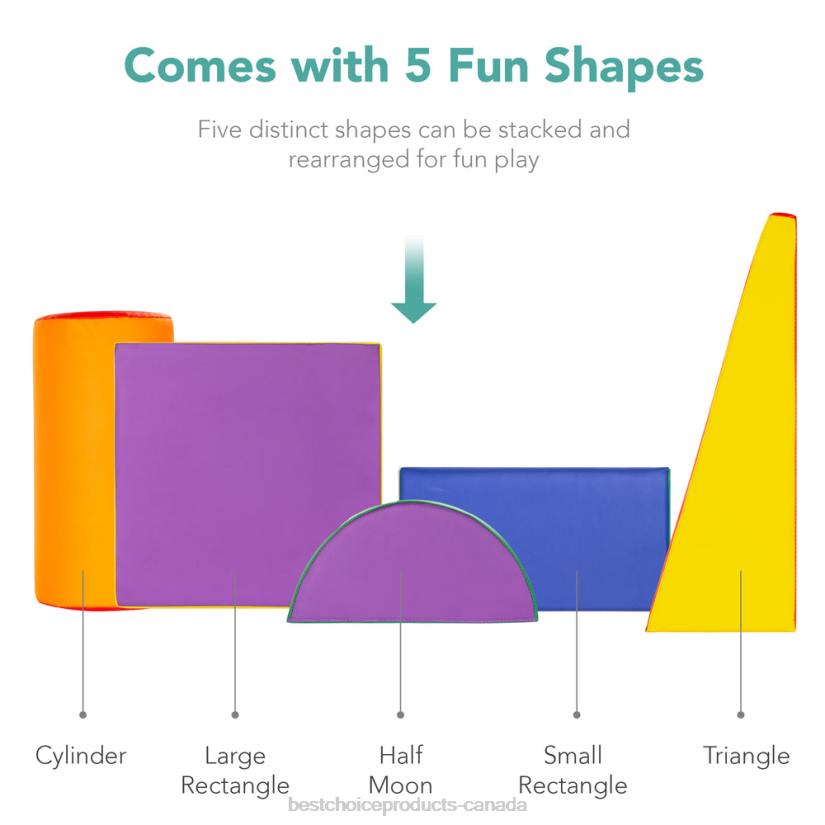 4LT2309 Multicolor Best Choice Products 5-Piece Kids Climb & Crawl Soft Foam Shapes Structure Playset