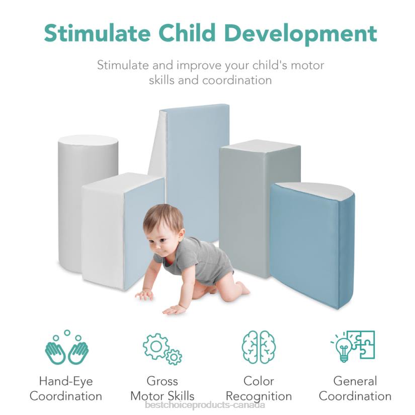 4LT2311 Blue Best Choice Products 5-Piece Kids Climb & Crawl Soft Foam Shapes Structure Playset