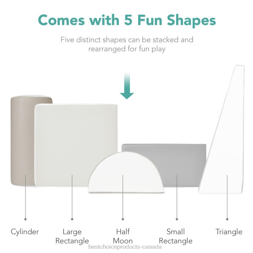 4LT2312 Neutral Best Choice Products 5-Piece Kids Climb & Crawl Soft Foam Shapes Structure Playset