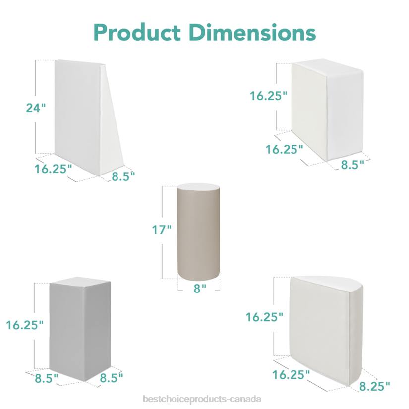 4LT2312 Neutral Best Choice Products 5-Piece Kids Climb & Crawl Soft Foam Shapes Structure Playset
