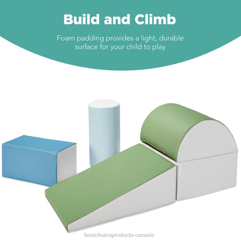 4LT2313 Earth Tone Best Choice Products 5-Piece Kids Climb & Crawl Soft Foam Shapes Structure Playset