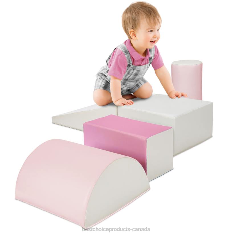 4LT2314 Pink Best Choice Products 5-Piece Kids Climb & Crawl Soft Foam Shapes Structure Playset