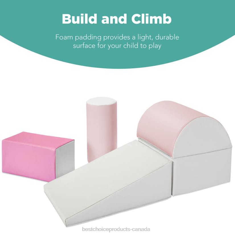 4LT2314 Pink Best Choice Products 5-Piece Kids Climb & Crawl Soft Foam Shapes Structure Playset