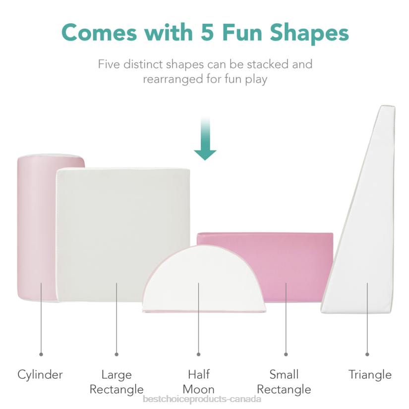 4LT2314 Pink Best Choice Products 5-Piece Kids Climb & Crawl Soft Foam Shapes Structure Playset
