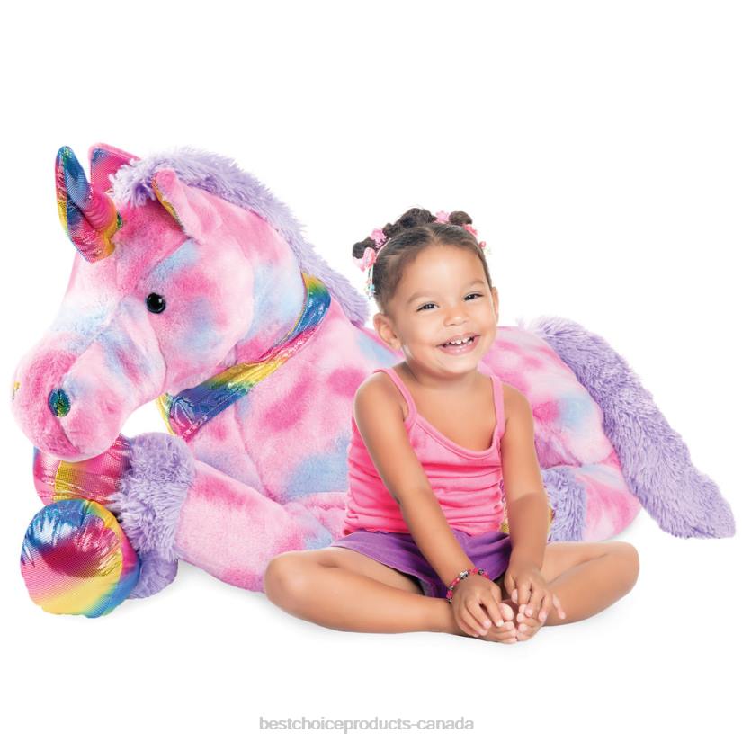 4LT2288 Tie-Dye Best Choice Products Kids Extra Large Life-Size Plush Rainbow Unicorn Stuffed Animal w/ Soft Fur