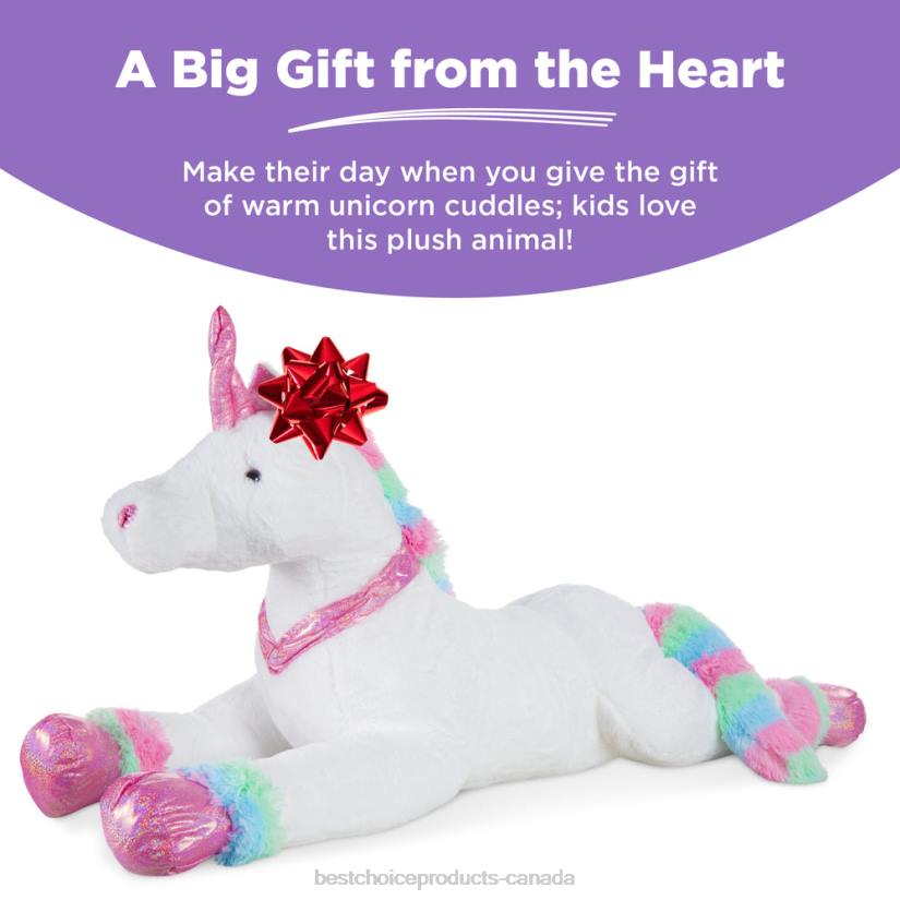 4LT2289 White Best Choice Products Kids Extra Large Life-Size Plush Rainbow Unicorn Stuffed Animal w/ Soft Fur