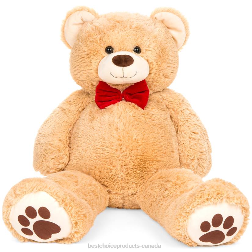 4LT2481 Brown Best Choice Products Giant Plush Teddy Bear Stuffed Animal w/ Bow Tie, Paw Prints