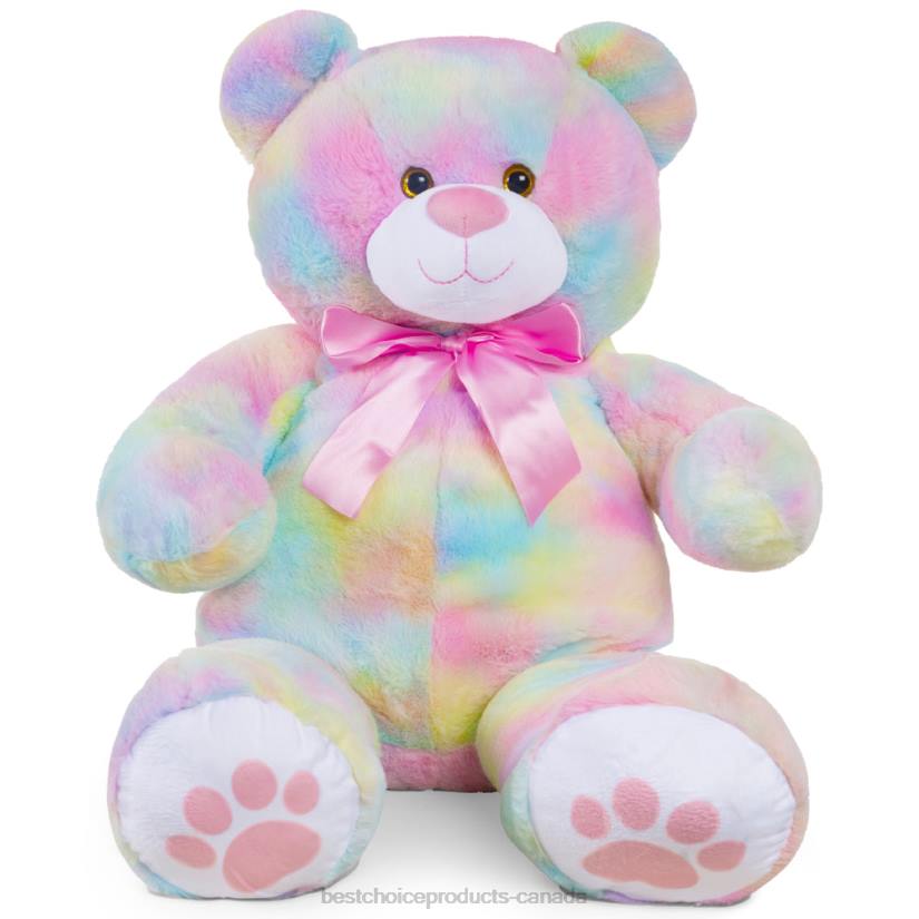 4LT2482 Pastel Best Choice Products Giant Plush Teddy Bear Stuffed Animal w/ Bow Tie, Paw Prints