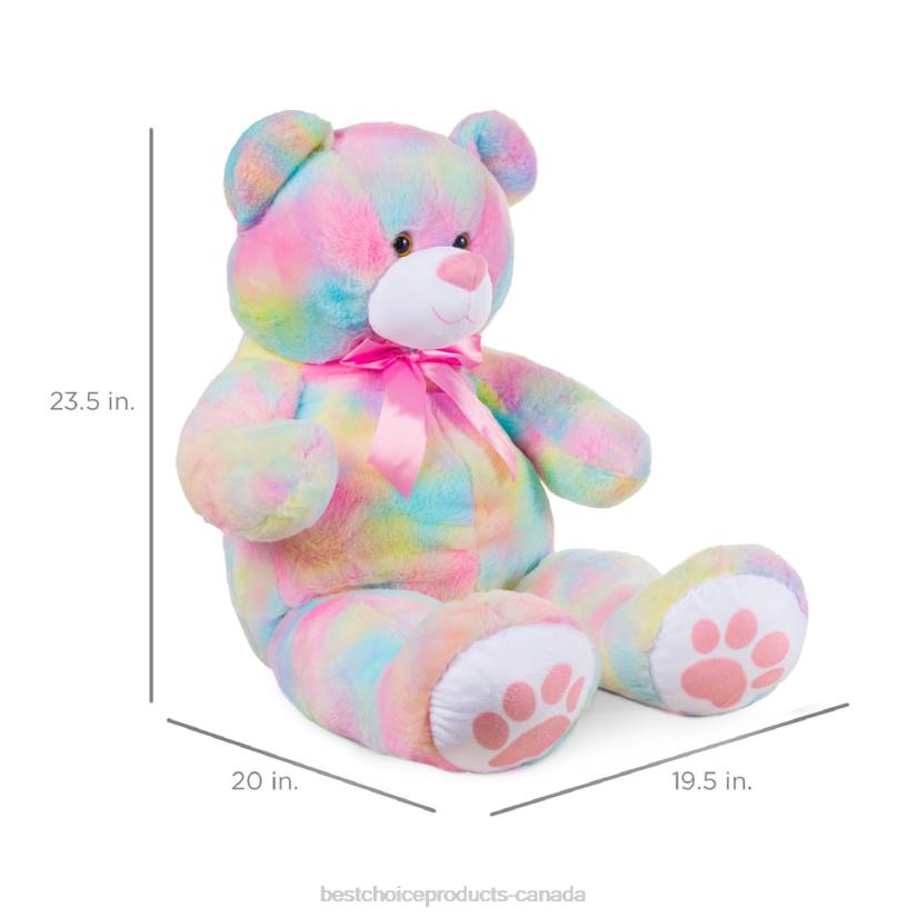4LT2482 Pastel Best Choice Products Giant Plush Teddy Bear Stuffed Animal w/ Bow Tie, Paw Prints
