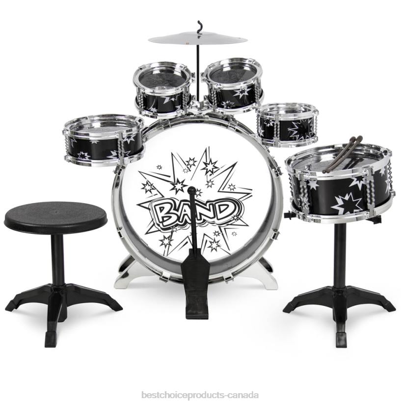 4LT21019 Black Best Choice Products 11-Piece Kids Beginner Drum Percussion Musical Instrument Toy Set