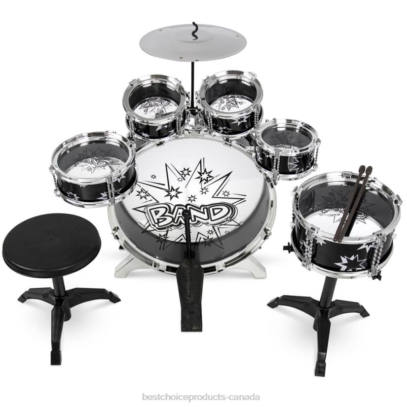 4LT21019 Black Best Choice Products 11-Piece Kids Beginner Drum Percussion Musical Instrument Toy Set
