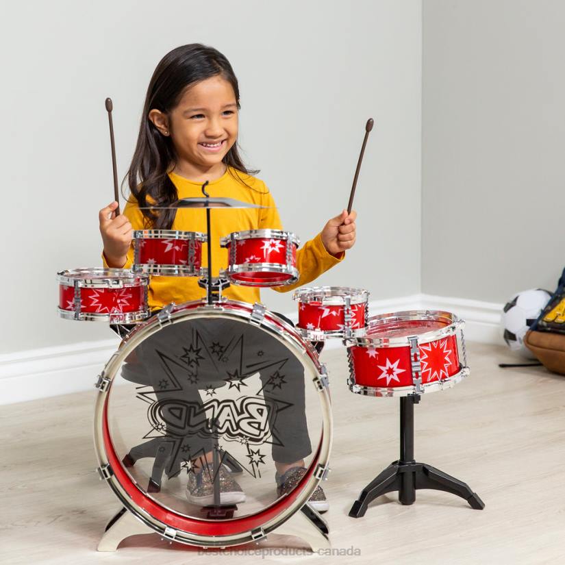 4LT21020 Red Best Choice Products 11-Piece Kids Beginner Drum Percussion Musical Instrument Toy Set