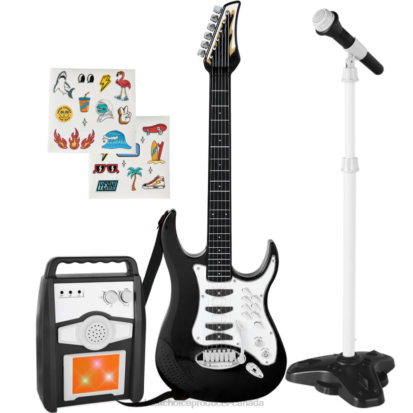 4LT2282 Black Best Choice Products Kids Electric Guitar Toy Play Set w/ 6 Songs, Microphone, Amp